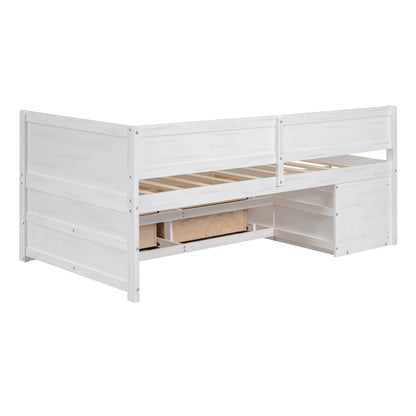 Twin Size Daybed With Drawers And Shelves - White