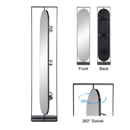 Full Length Standing Mirror, 360ÔøΩÔøΩÔøΩÔøΩÔøΩÔøΩÔøΩÔøΩÔøΩÔøΩÔøΩÔøΩÔøΩÔøΩÔøΩ Swivel Floor Mirror For Bedroom - Black