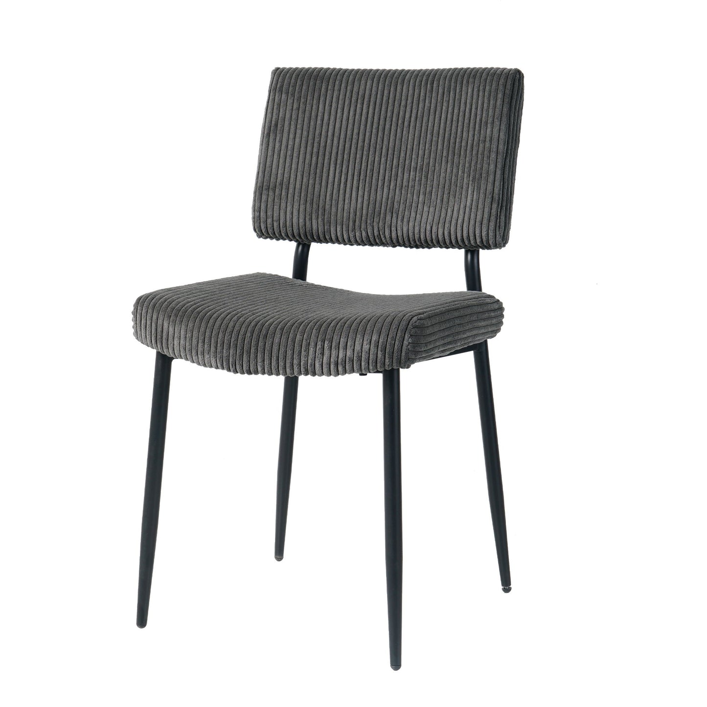 Modern Dining Chair (Set of 2) Fabric Upholstered With Black Metal Legs, Home And Bedroom Use - Gray