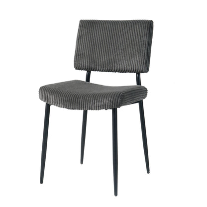 Modern Dining Chair (Set of 2) Fabric Upholstered With Black Metal Legs, Home And Bedroom Use - Gray