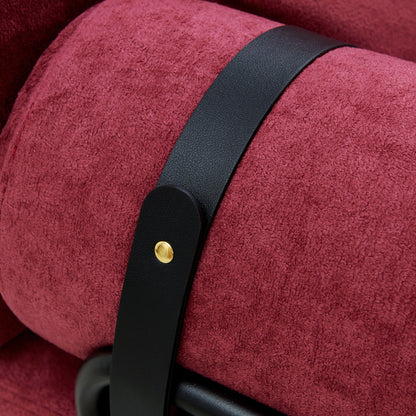 Modern Loveseat Sofa 59" Sofa Couch 2 Seater With USB Ports, Unique Cylindrical Armrests - Red