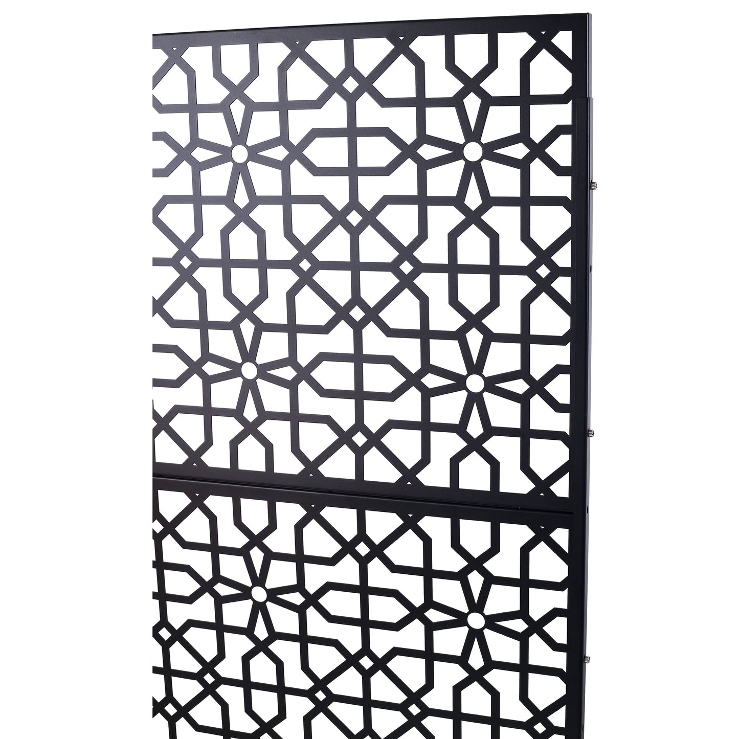 Outdoor & Indoor Privacy Screen Metal Privacy Screen Freestanding Decorative Privacy Screen Steel - Black