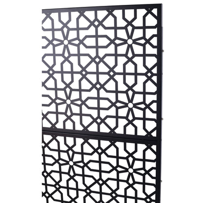 Outdoor & Indoor Privacy Screen Metal Privacy Screen Freestanding Decorative Privacy Screen Steel - Black