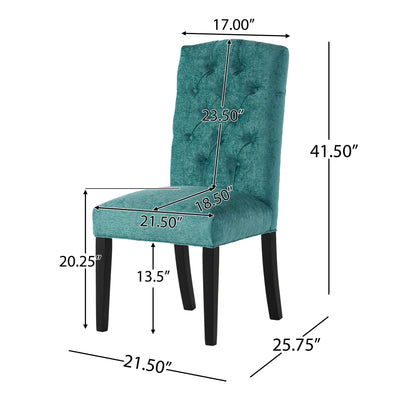 Harriet - Tufted Dining Chairs With Solid Wood Frame And Soft (Set of 2) - Teal Green