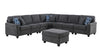 Leo - Woven 8 Piece Modular L-Shape Sectional Sofa And Ottoman - Dark Gray
