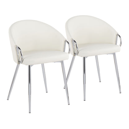 Claire - Contemporary / Glam Chair (Set of 2) - Chrome / White