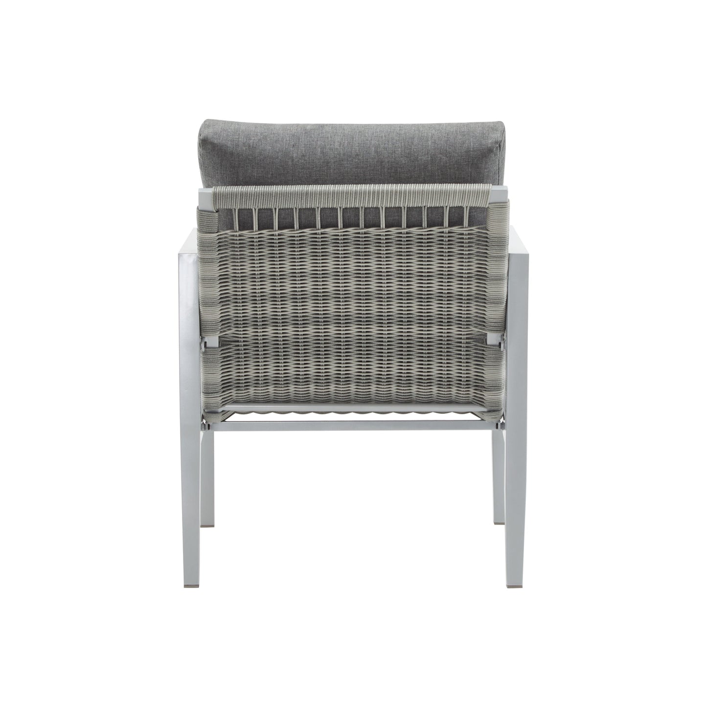 Aluminum Lounge Chair With Sleek Rope Accents, Comfortable Cushions, For Modern Indoor Outdoor Spaces - Gray / Silver / White