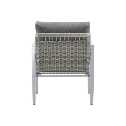 Aluminum Lounge Chair With Sleek Rope Accents, Comfortable Cushions, For Modern Indoor Outdoor Spaces - Gray / Silver / White