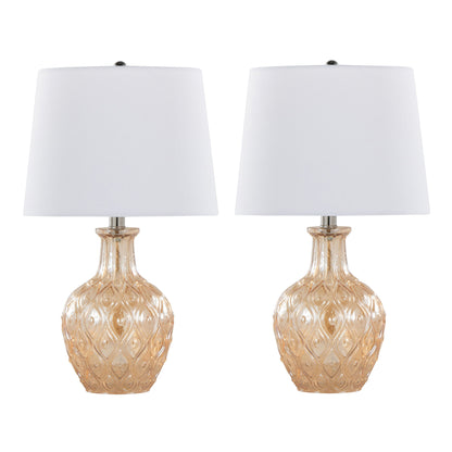 Gloria - Round Contemporary Lamp (Set of 2) - Clear Champagne Lustre / Chrome / White