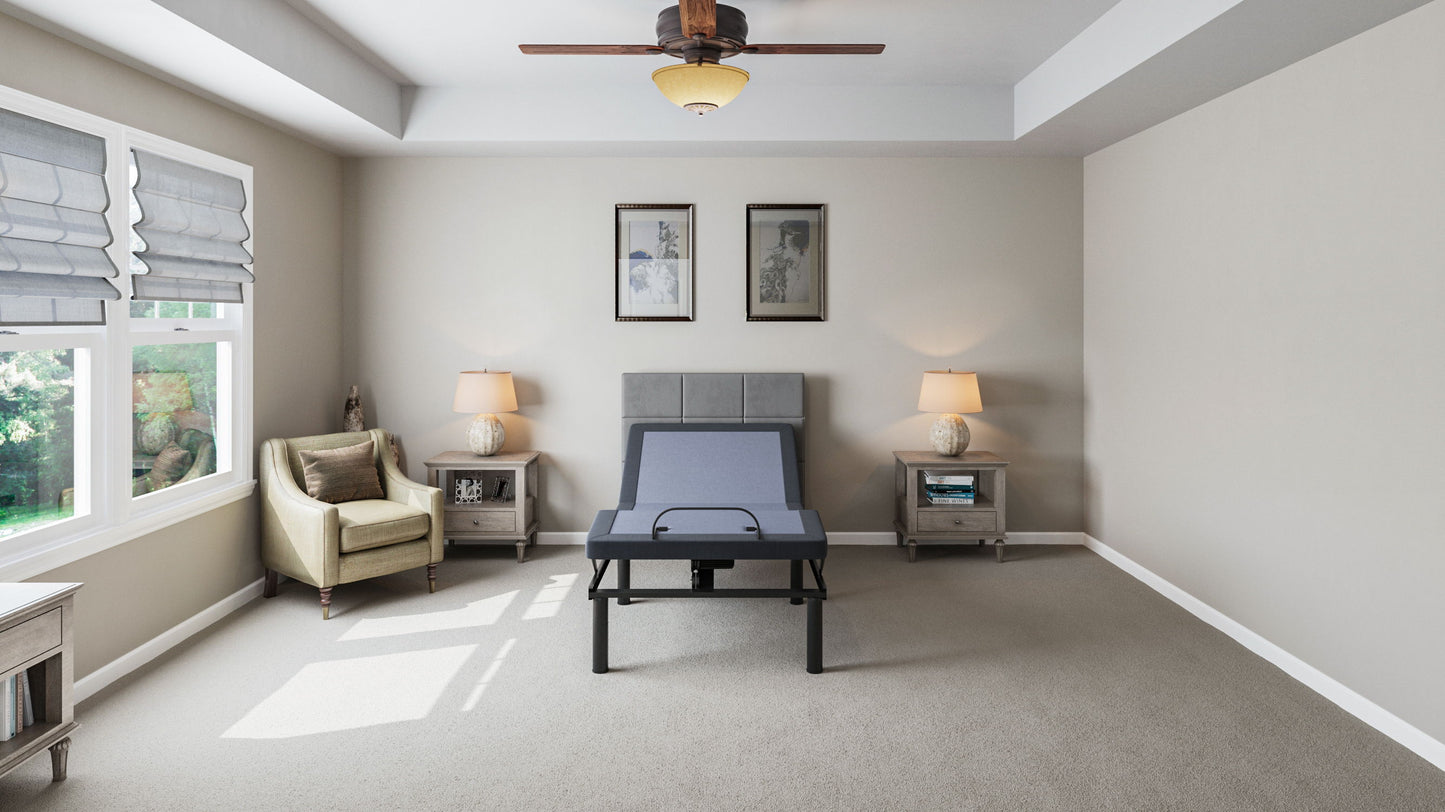 Bt2000 - Twin Long Adjustable Bed Base With Full-Range Positions Adjustment - Blue / Gray