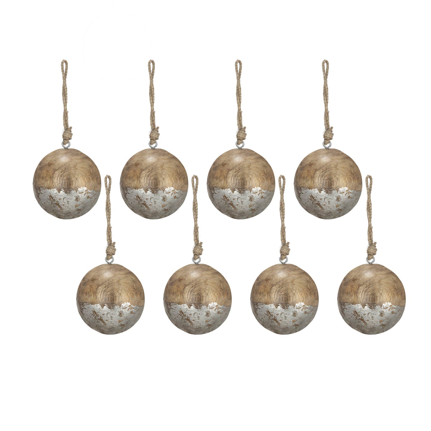 Christmas Ball Ornaments, Wood Decorative Hanging Ball Christmas Tree Ornaments For Holiday Party Decorations (Set of 8) - Brown