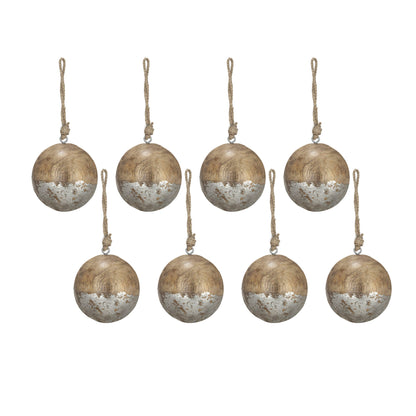 Christmas Ball Ornaments, Wood Decorative Hanging Ball Christmas Tree Ornaments For Holiday Party Decorations (Set of 8) - Brown