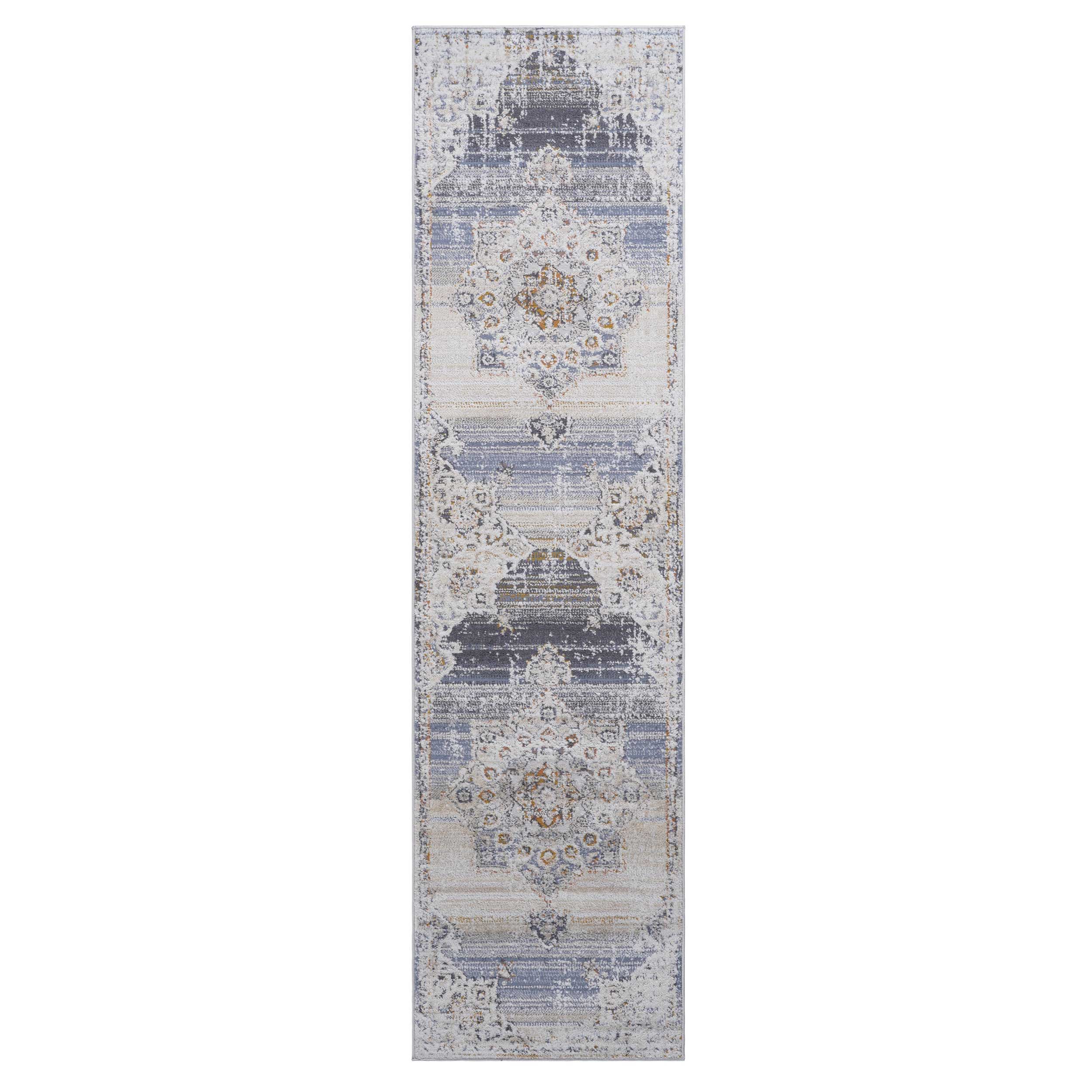 Payas - 2' X 8' Medallion Runner Rug - Cream / Gold