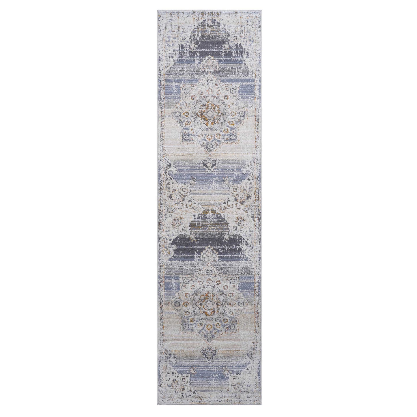 Payas - 2' X 8' Medallion Runner Rug - Cream / Gold