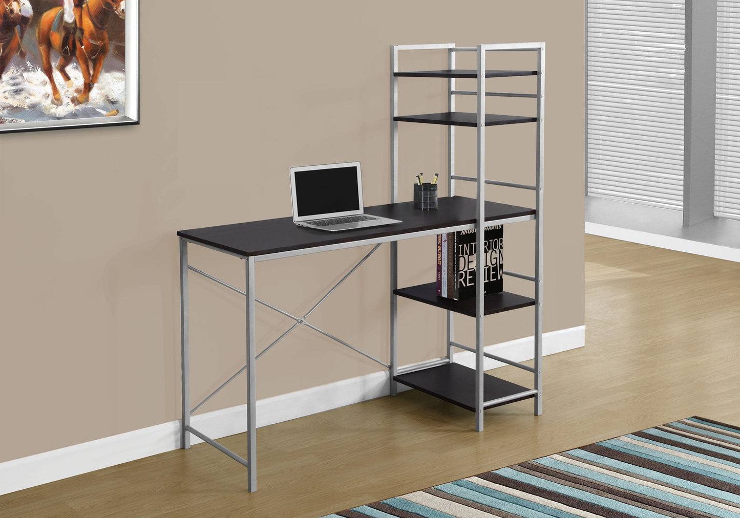 Computer Desk For Home Office, Laptop, Storage Shelves, Contemporary & Modern - Espresso