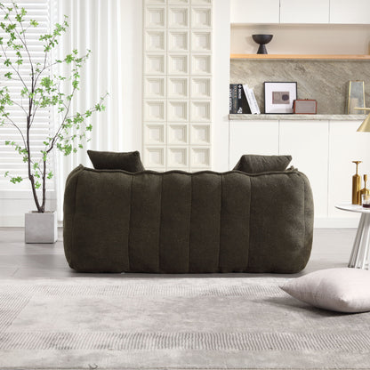 Soft Beanbag Chair With High Resilience Foam Core For Two People - Olive Green