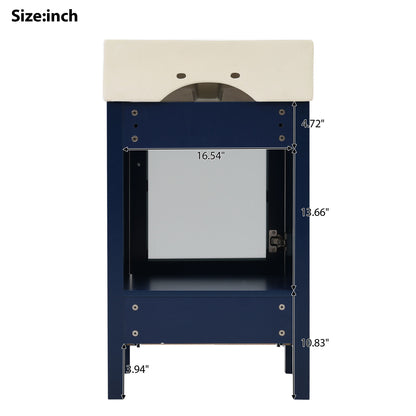 Bathroom Vanity With Ceramic Sink And Ample Storage, Ideal For Small Bathrooms - Blue