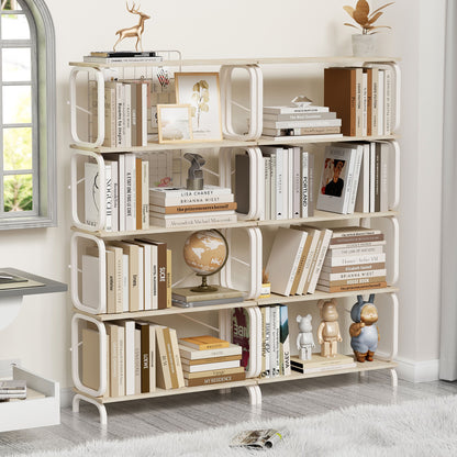 Vintage Industrial Style 5 Tier Large Bookshelf - White