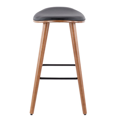 Saddle - Mid-Century Modern Counter Stool (Set of 2) - Walnut / Black