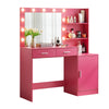 Vanity Desk With Mirror And Lights, 46.4In Dressing Table With 2 Large Drawer & Large Vertical Organizer, 3 Level Dresser & 3 Lighting Modes Adjustable Brightness, Suitable For Bedroom - Rose Pink
