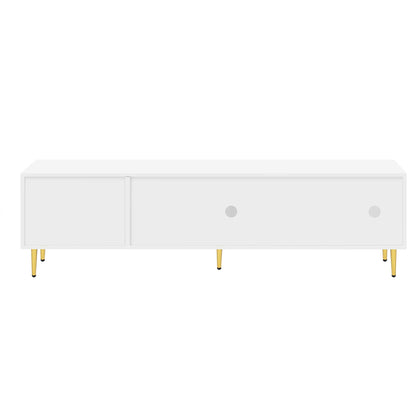 Modern TV Stand For Up To 70" TV, Entertainment Center TV Media Console Table, With 3 Shelves And 2 Cabinets, TV Console Cabinet Furniture For Living Room - White