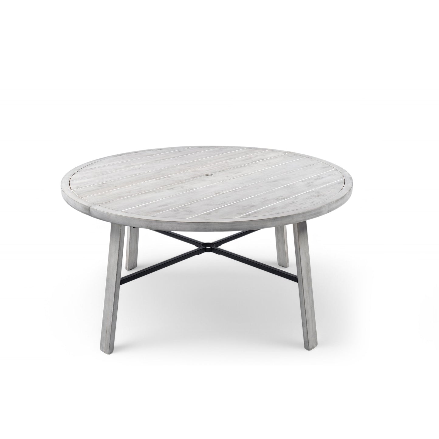 Outdoor Dinning Set 4 Person Outdoor Wooden Dinning Set With An Umbrella Hole And Removable Cushions For Patio, Backyard, Garden - Antique Gray