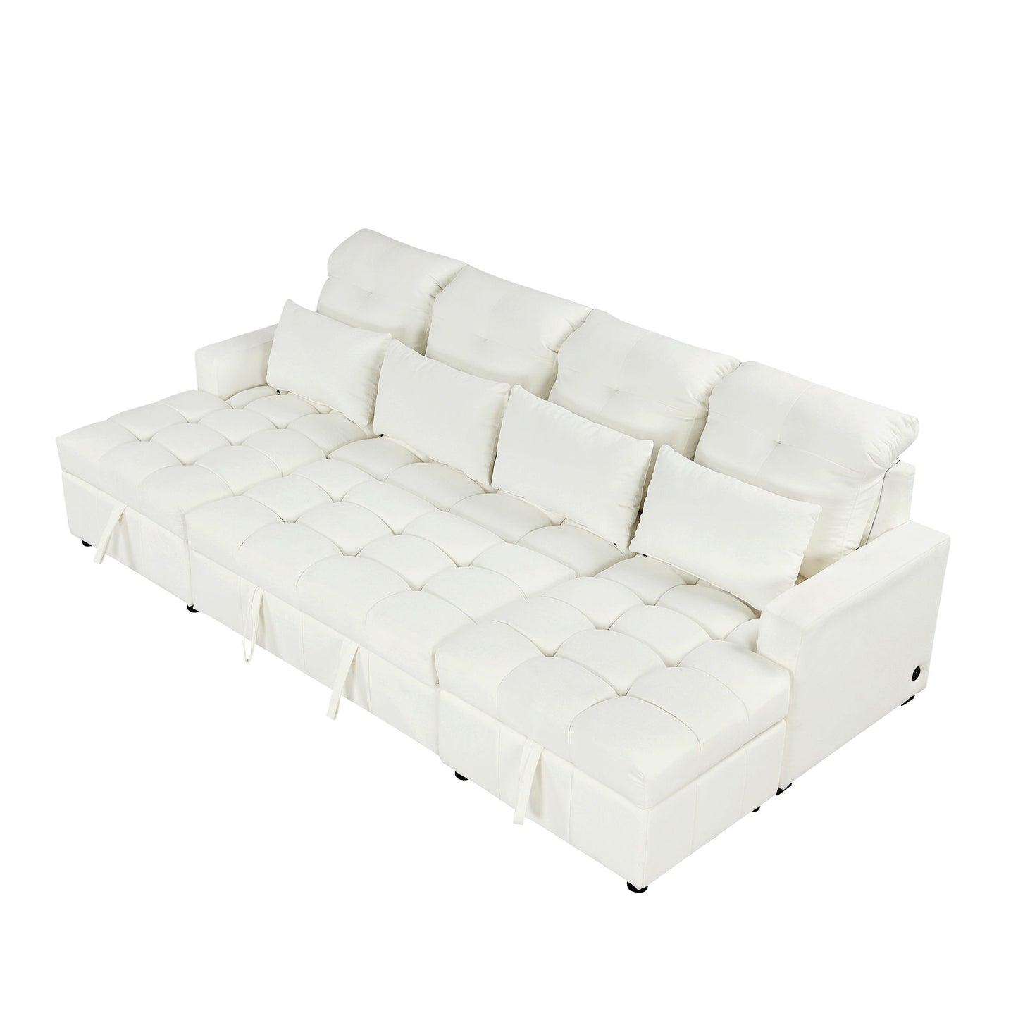 Oversized U - Shaped Sofa Versatile Sectional Sofa Pull Out Sofa Bed With Double Storage Chaise Lounges And 2 USB Ports For Living Room - Beige