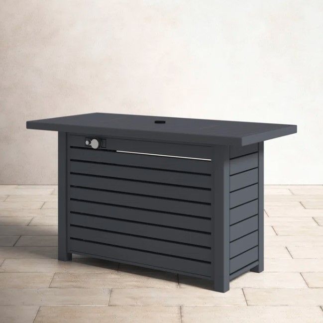 Propane / Gas Outdoor Fire Pit Table With Lid - Gray