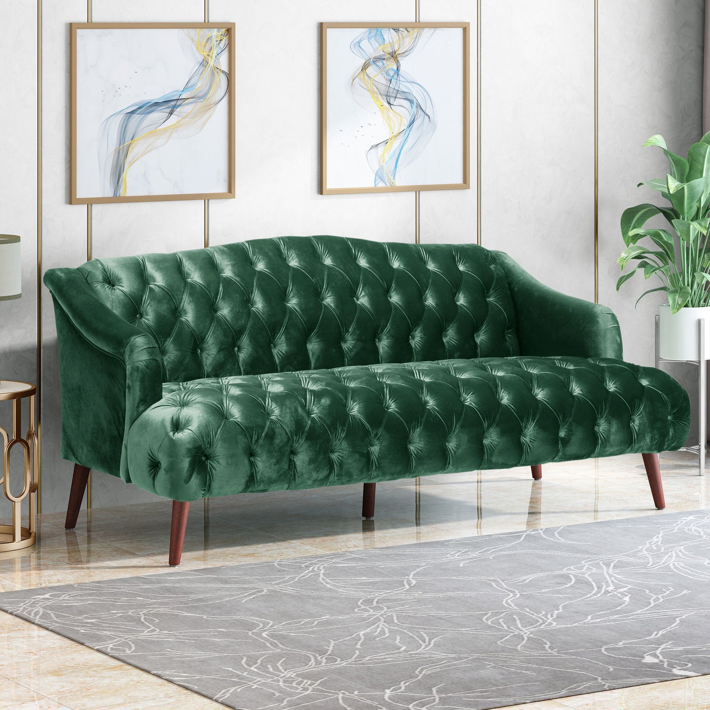 Comfy 3 Seat Sofa With Wooden Legs, For Living Room And Study - Emerald