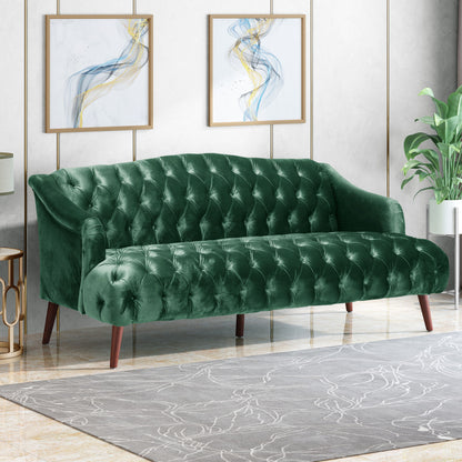 Comfy 3 Seat Sofa With Wooden Legs, For Living Room And Study - Emerald