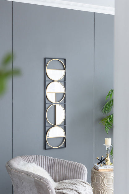 Eclectic Styling Metal Beaded Wall Mirror With Contemporary Design For Bedroom, Liveroom - Golden Black
