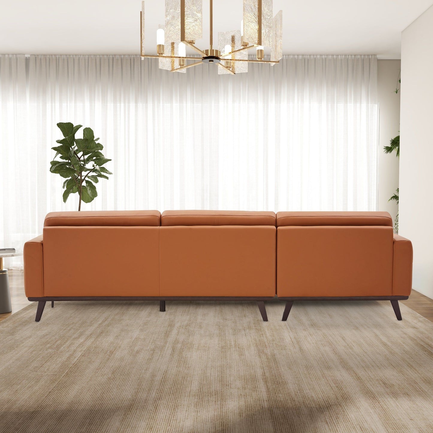Ella - L-Shaped Left Sectional Couch - Cognac