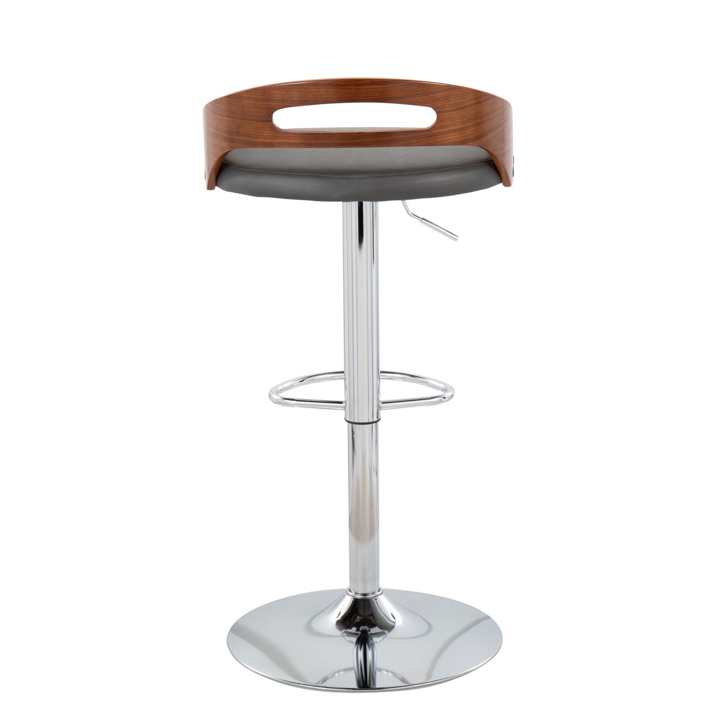 Cassis - Mid-Century Modern Adjustable Barstool With Swivel - Walnut / Gray