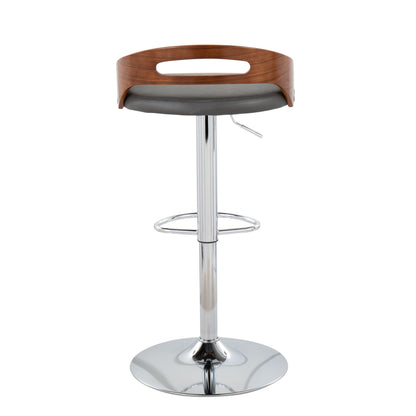 Cassis - Mid-Century Modern Adjustable Barstool With Swivel - Walnut / Gray