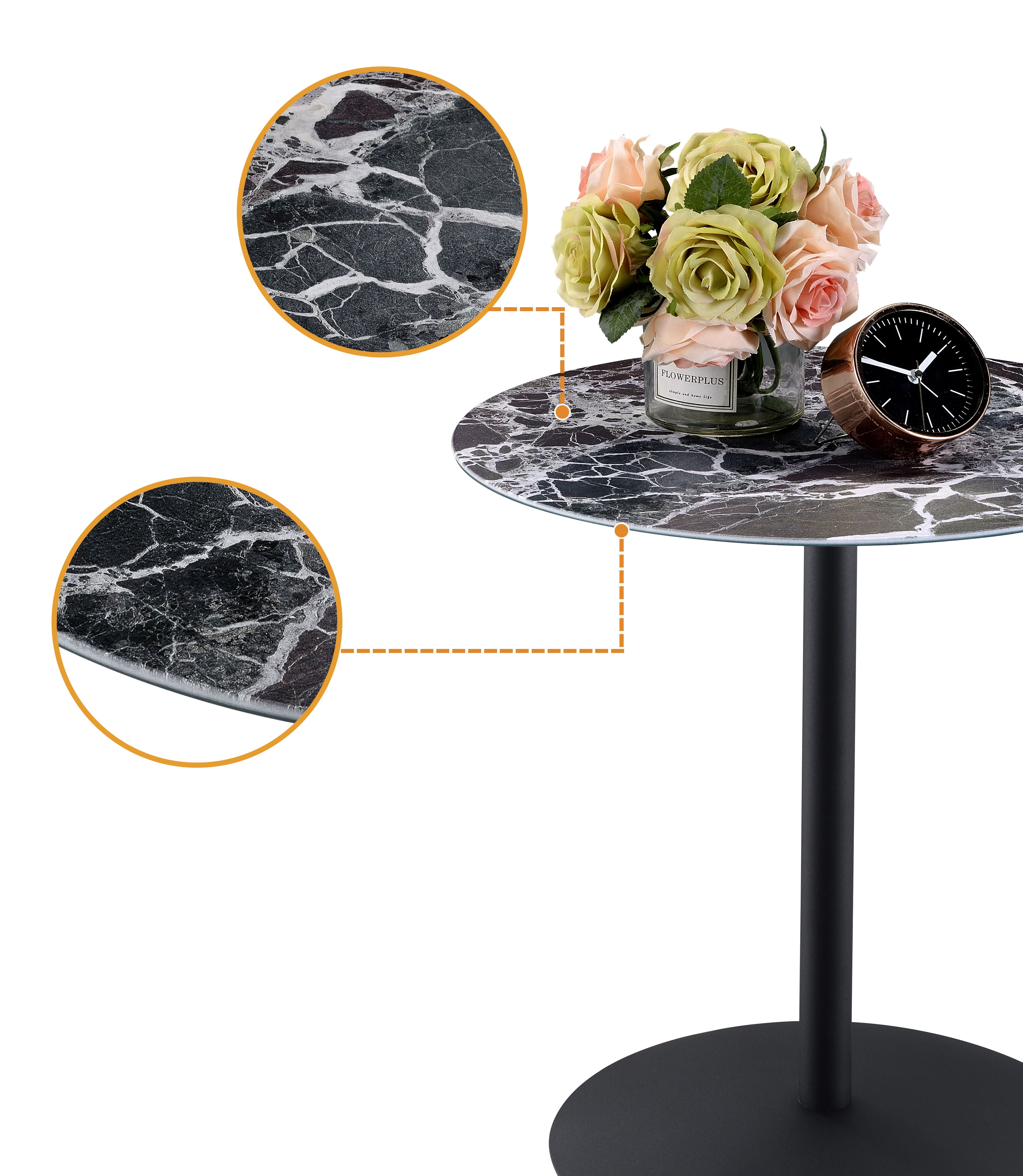 Circa - End Table With Marble Textured Top - Black