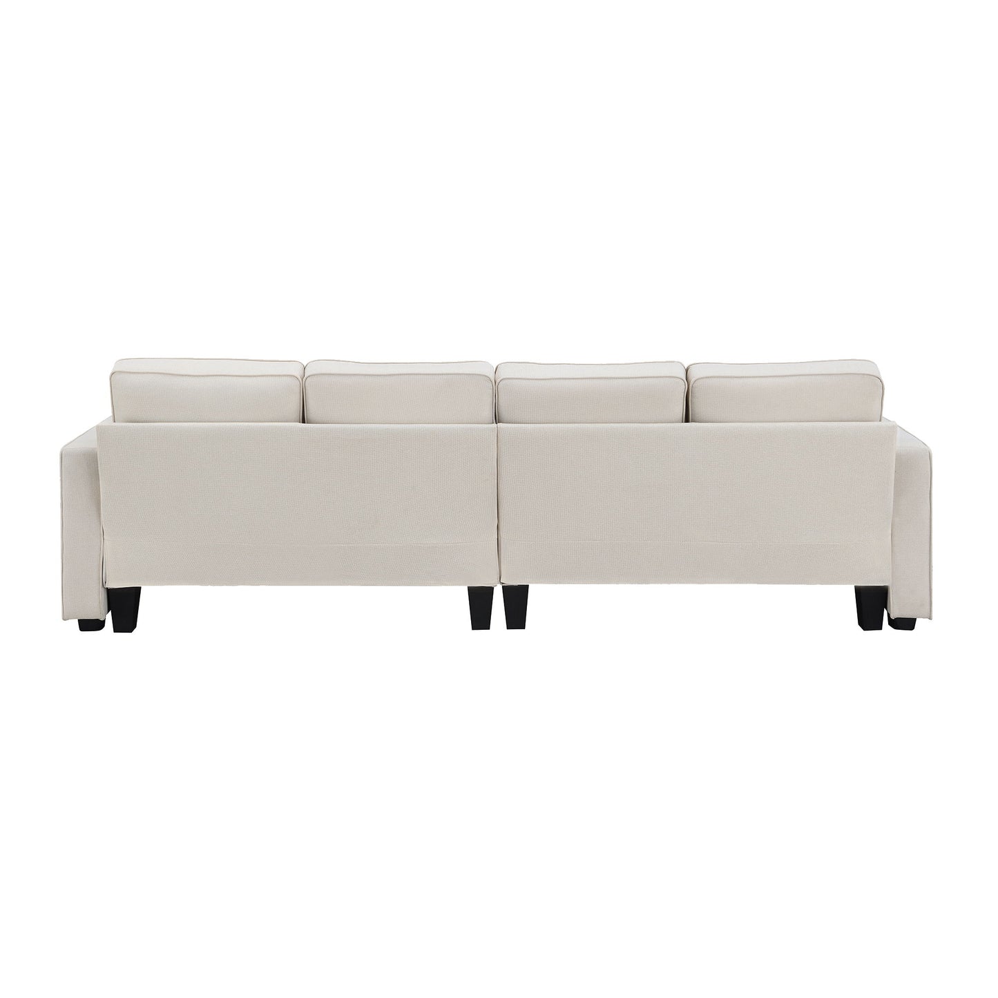 4 Seater Modern Linen Sofa With Armrest Pockets And 4 Pillows, Minimalist Style Couch - Beige