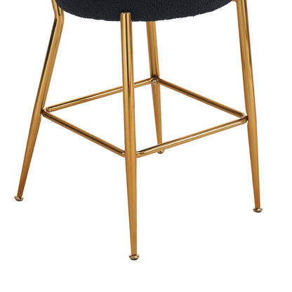 Modern Teddy Fabric Upholstered Bar Stools (Set of 4) - Black / Gold