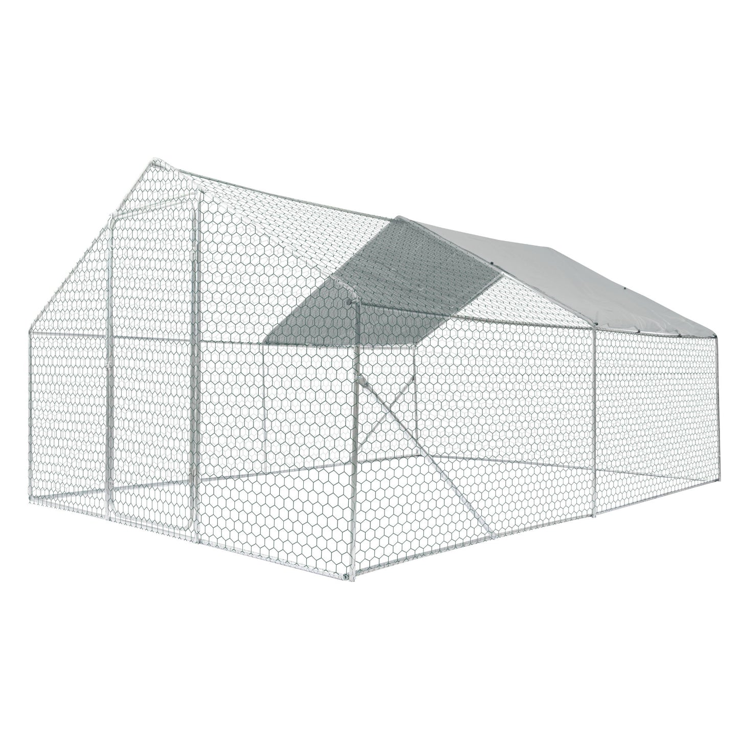 Xpt034 Outdoor Chicken Coop Metal Big Space - Silver Gray