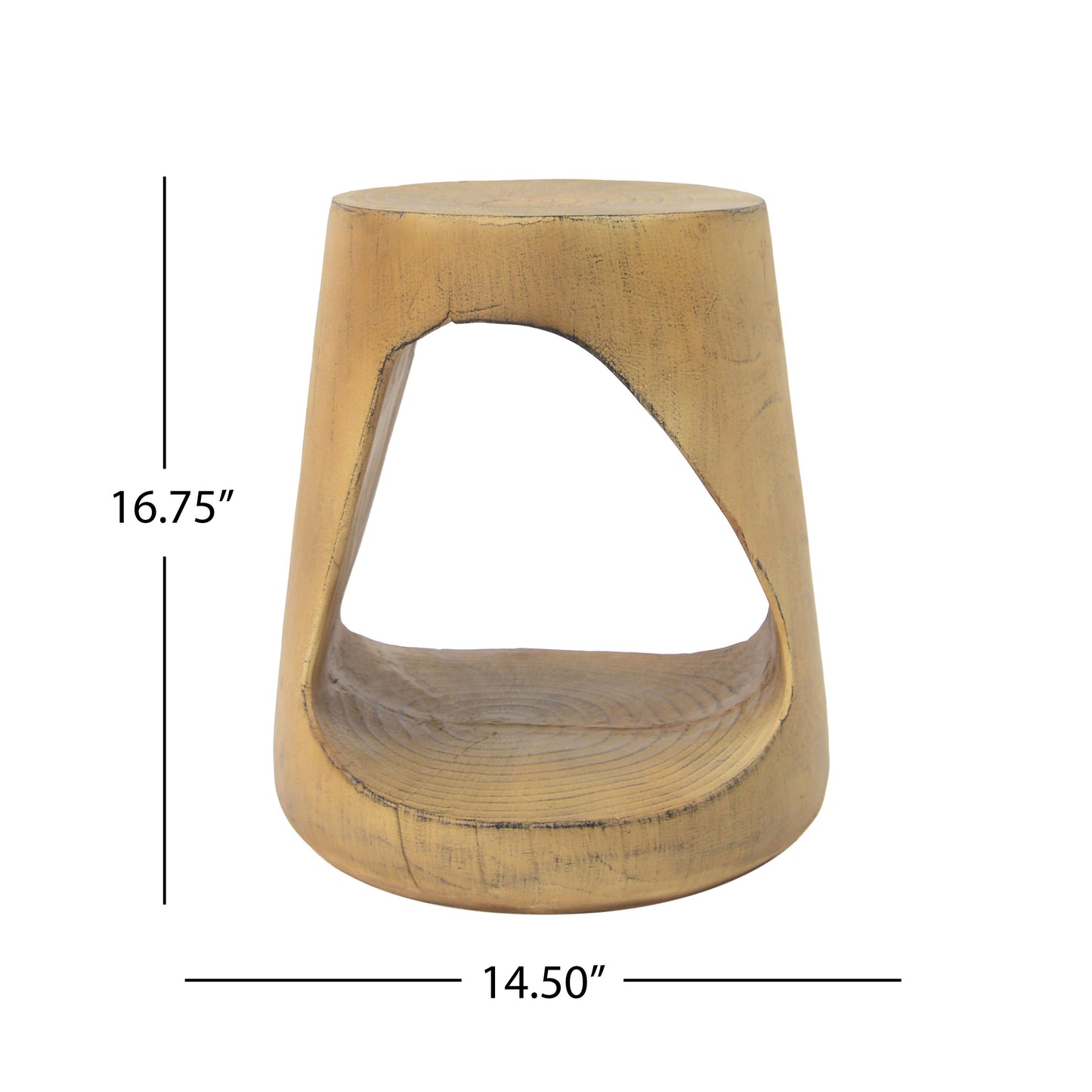 Mgo Hollow Side Table With Wood - Like Texture - Natural