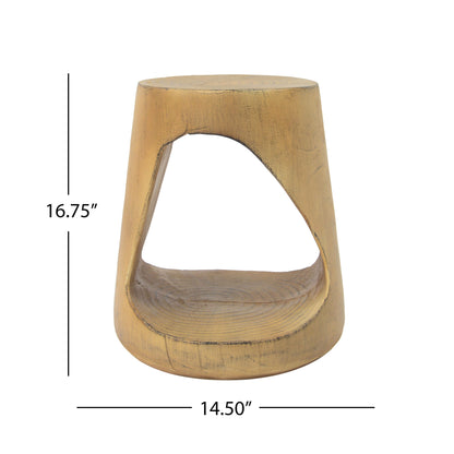 Mgo Hollow Side Table With Wood - Like Texture - Natural
