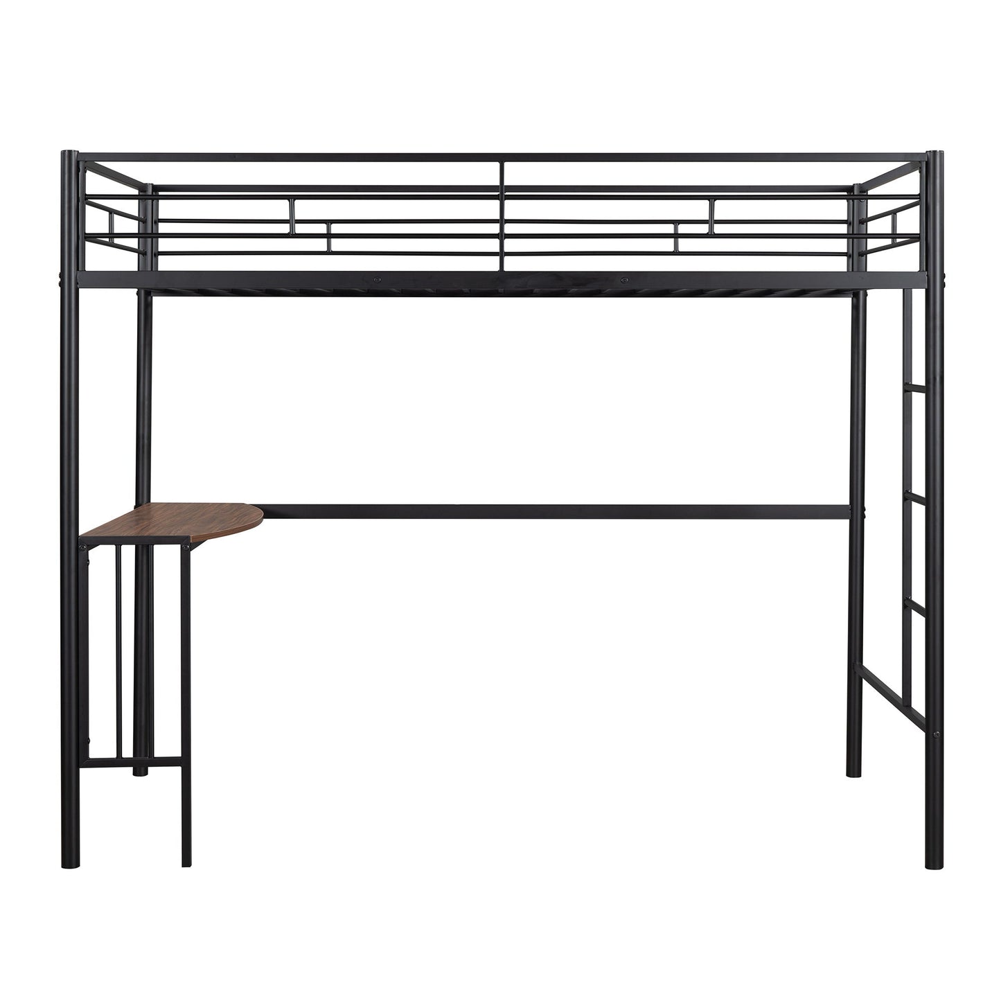 Twin Over Full Metal Bunk Bed With Desk, Ladder And Quality Slats For Bedroom - Metallic Black