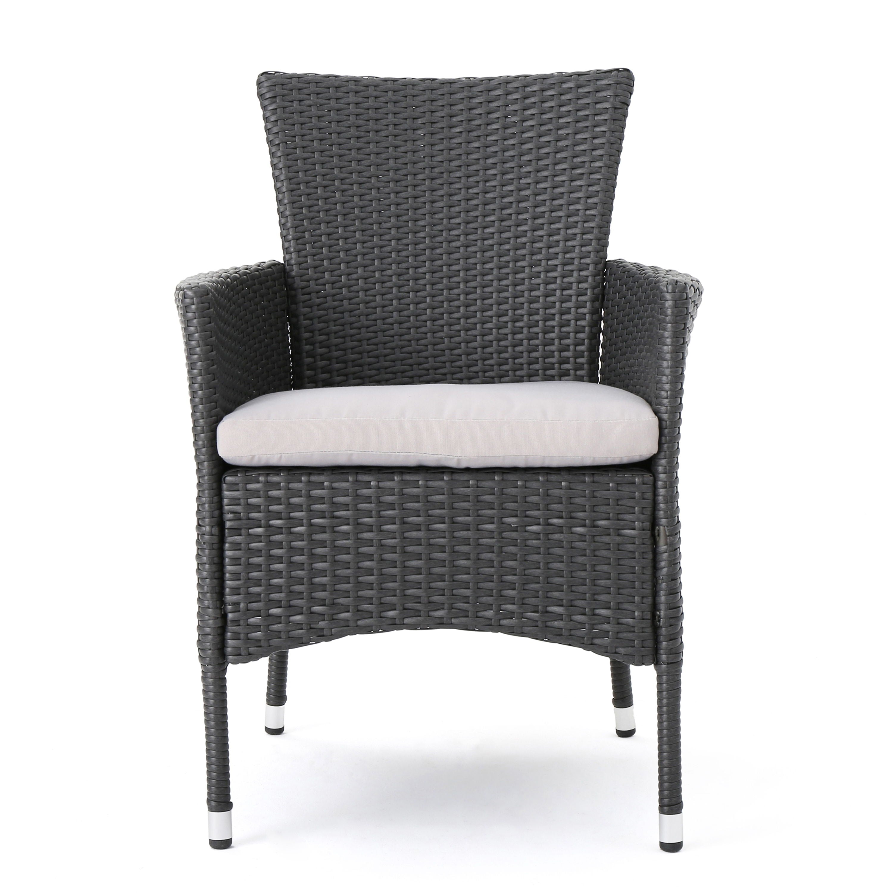 Dimensional Outdoor Dining Chair With Cushion Seat And Iron Frame (Set of 2) - Gray