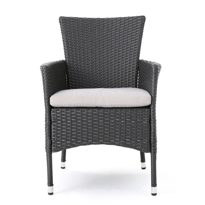 Dimensional Outdoor Dining Chair With Cushion Seat And Iron Frame (Set of 2) - Gray