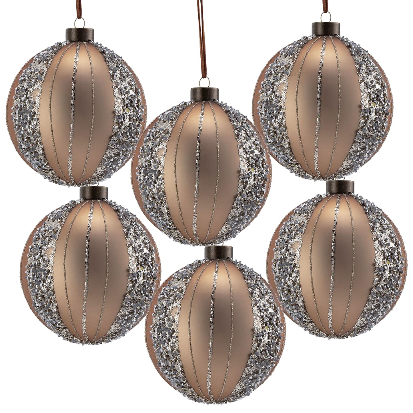 Christmas Ball Ornaments, Glass Decorative Hanging Ball Christmas Tree Ornaments, For Holiday Party Decorations (Set of 6) - Gold