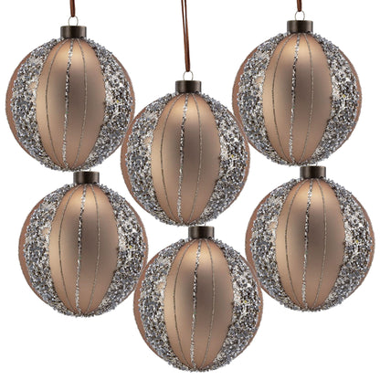 Christmas Ball Ornaments, Glass Decorative Hanging Ball Christmas Tree Ornaments, For Holiday Party Decorations (Set of 6) - Gold
