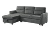 Ivy - Velvet Reversible Sleeper Sectional Sofa With Storage Chaise And Side Pocket - Dark Gray