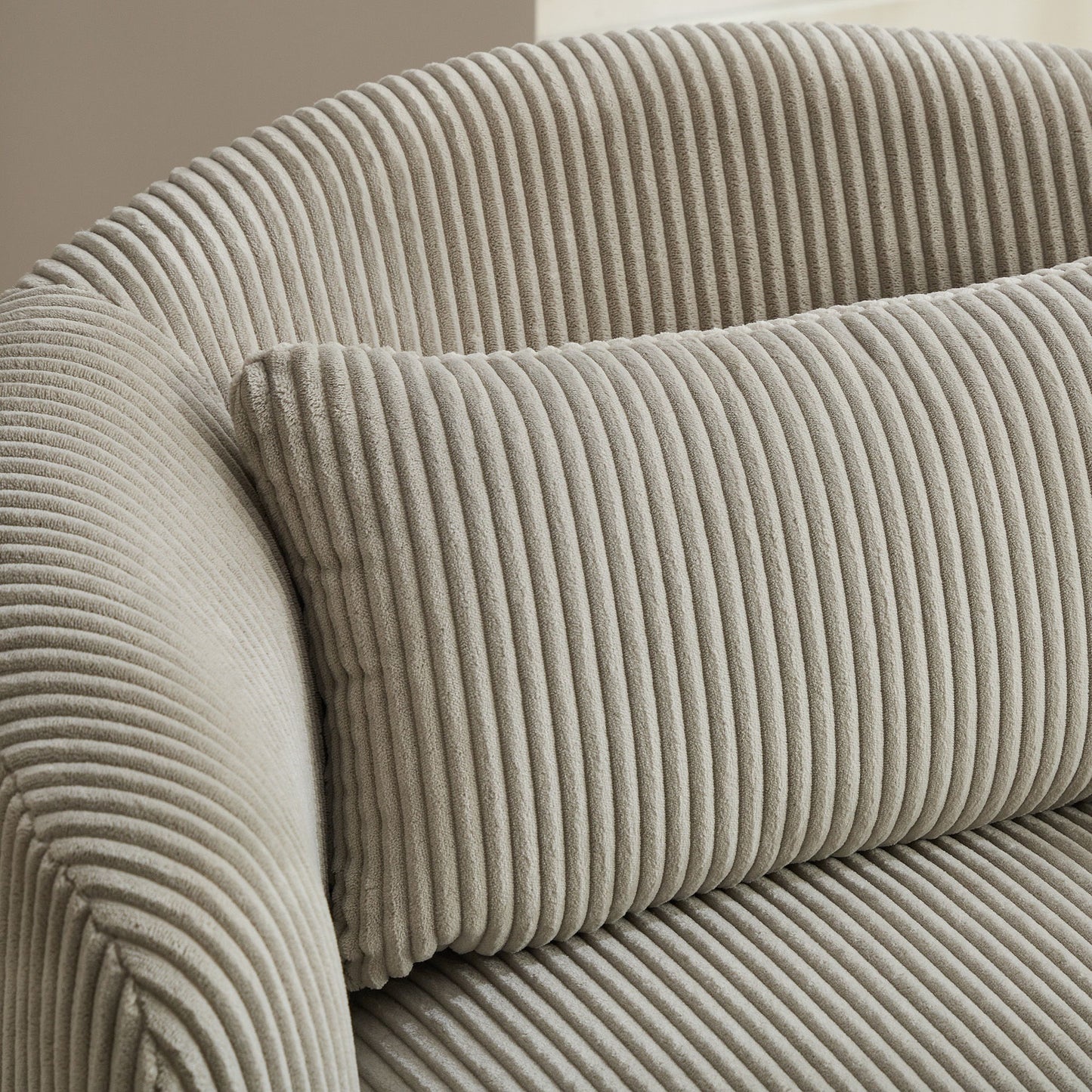 Upholstered Metal Base 360 Degree Swivel Barrel Soft Chair With Pillow, For Club, Living Room, Bedroom, Office As Well As Reading Armchair - Light Gray