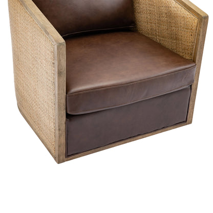 Swivel Barrel Chair, Comfy Round Accent Sofa Chair For Living Room, 360 Degree Swivel - Brown