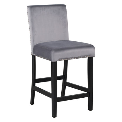 5-Piece Counter Height Dining Table Set With One Faux Marble Top Dining Table And Four Velvet Upholstered Chairs - Gray