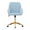 Adjustable Office Chair, Ergonomic Swivel Chair With Golden Base, Comfortable For Long Sitting - Baby Blue